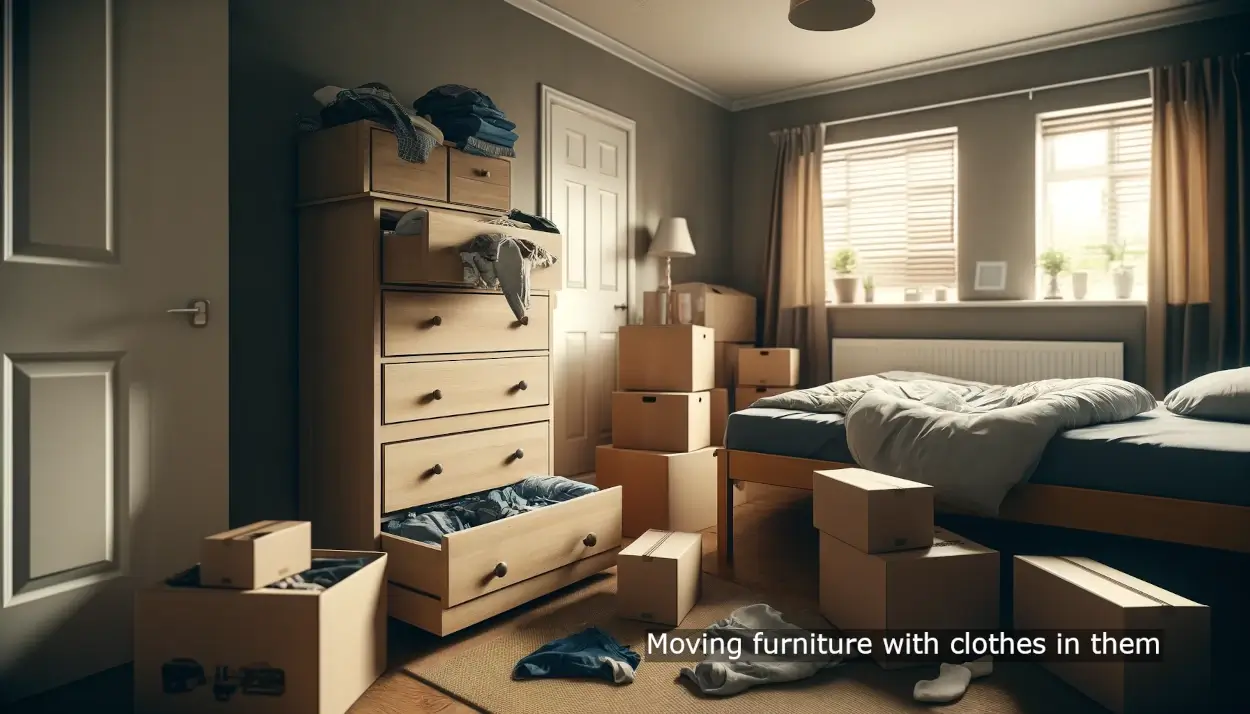 Moving furniture with clothes in them