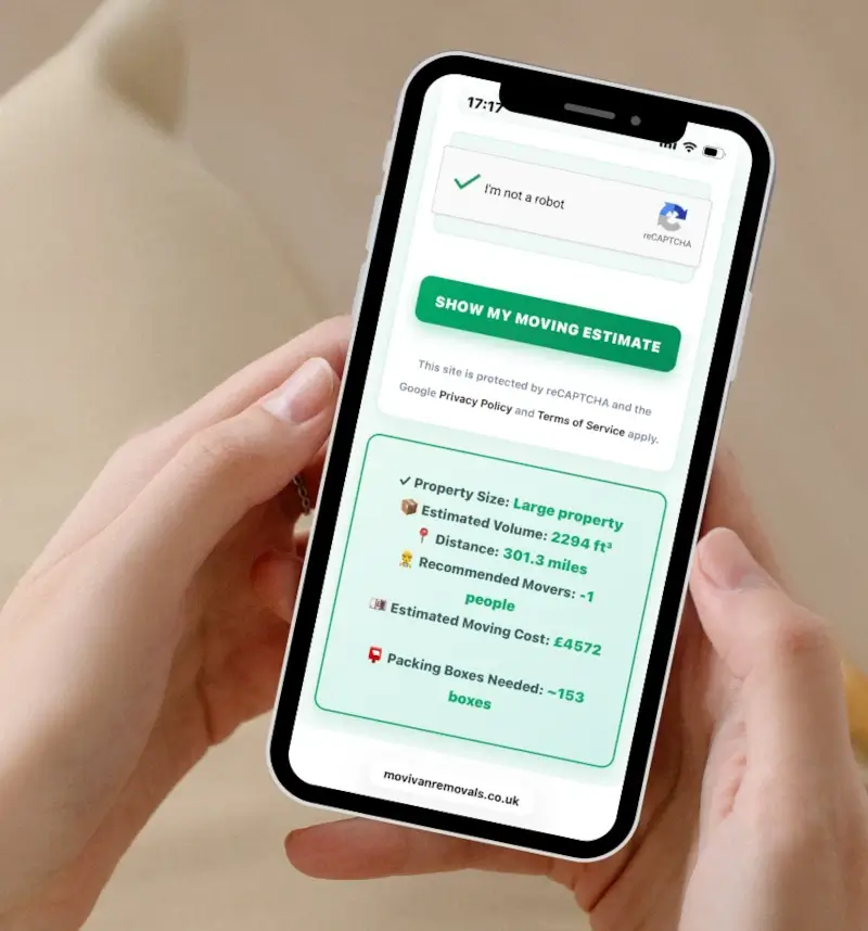 Moving costs calculator Movivan mockup